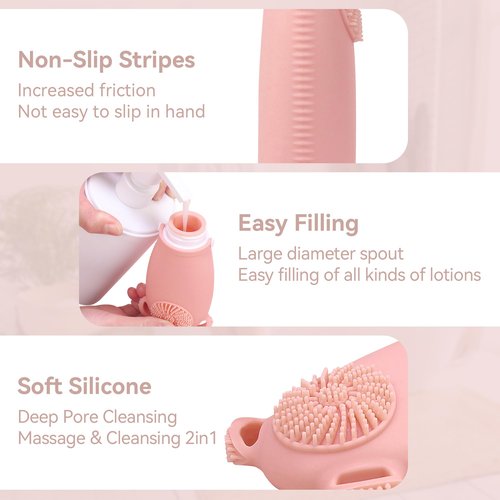 12PC Silicone Travel Bottles Set for Toiletries, TSA Approved Travel Bottles Leak-Proof Travel Size Toiletries,Multi-functional Travel Bottles with Face Wash Bath Hair Wash Silicone Massage