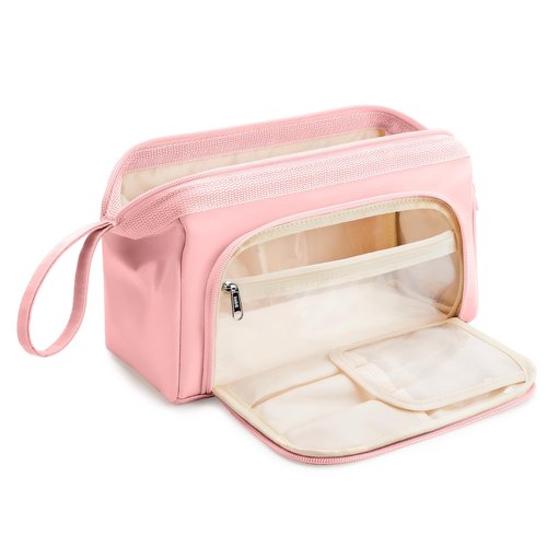 WLLWOO WLLWOO Large Portable Waterproof Toiletry Bag Travel Makeup Bag for Women Purse, Nylon Wide-open Cosmetic Bag Make Up Organizer For Toiletries Accessories Brushes