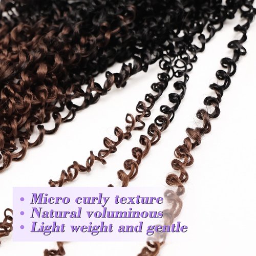 Yanky Twist Crochet Hair for black women 12 Inch 8 Packs 30 Stands/Pc,Pre-looped Fluffy Spring Mini Twist Passion Twist Black Ombre Brown Synthetic Crochet Braids Braiding Hair(12 Inch, OT30-8P)