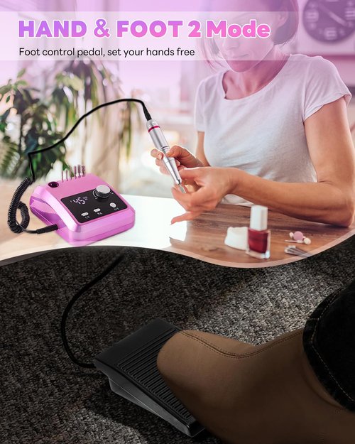 CozyZen Electric Nail Drill Professional: 45000 RPM Nail File Kit Machine with LCD Display, Hand & Foot Control Low Noise for Acrylic, Gel Nails, Manicure & Pedicure - Salon & Home Use (Dazzle)