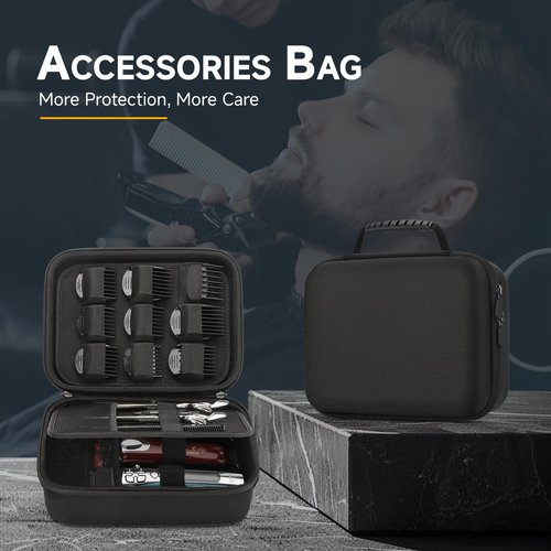 MOSLA Hard Barber Accessories Case for Hair Clippers, Mens Hair Cutting Barber Supplies Holder, Trimmer Organizer Storage Bag for Hair Cutting, Guard Grooming Kit (Nylon Black)