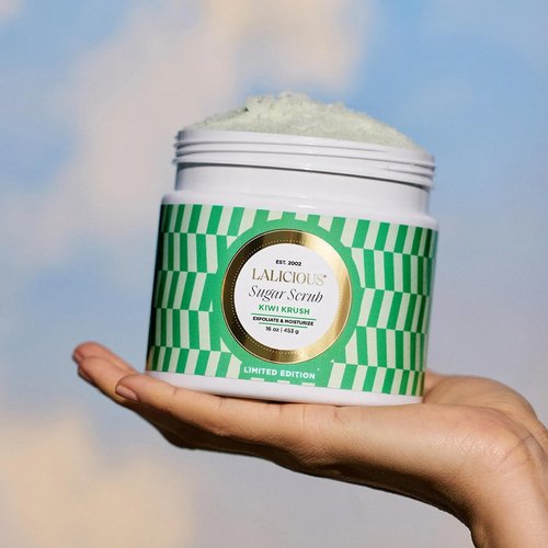 LaLicious Kiwi Krush Sugar Scrub - Cane Sugar Body Scrub - Exfoliating & Moisturizing Body Care with Coconut Oil and Kiwi Seed Oil for Soft, Smooth, Protected Skin - No Parabens (16oz)