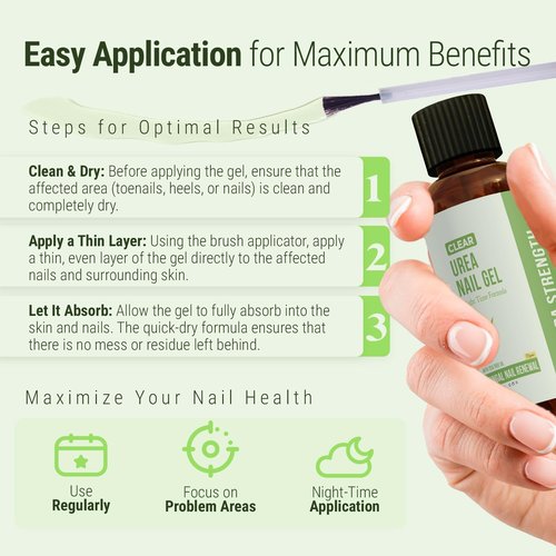 Urea Nail Gel Combo Pack – 50% Urea Daily Treatment & CLEAR 40% Urea Night Gel with Tea Tree Oil – Softens Thick Nails, Repairs Cracked Heels, Whitens Discolored Nails – Quick-Dry – Made in USA