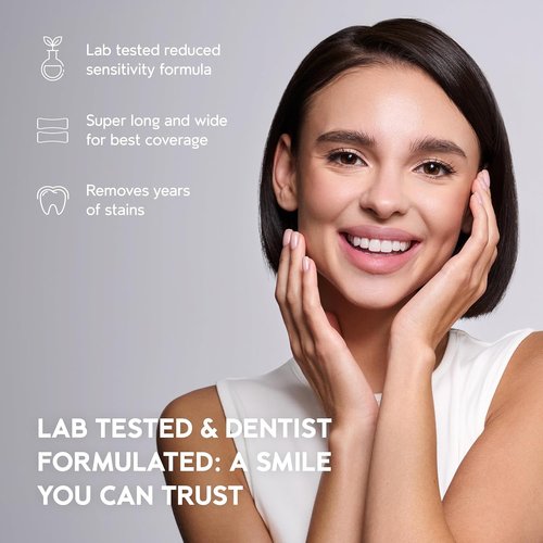 InoPro Natural Teeth Whitening Strips Kit 21 Treatments - Sensitive Teeth Whitener, Peroxide Free with Papain, Bromelain, Coconut Oil, White Strips for Teeth Whitening (42 Strips)