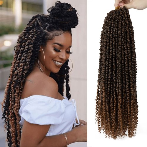 Passion Twist Hair - 8 Packs 22 Inch Passion Twist Crochet Hair For Women, Crochet Pretwisted Curly Hair Passion Twists Synthetic Braiding Hair Extensions (22 Inch 8 Packs, T30)