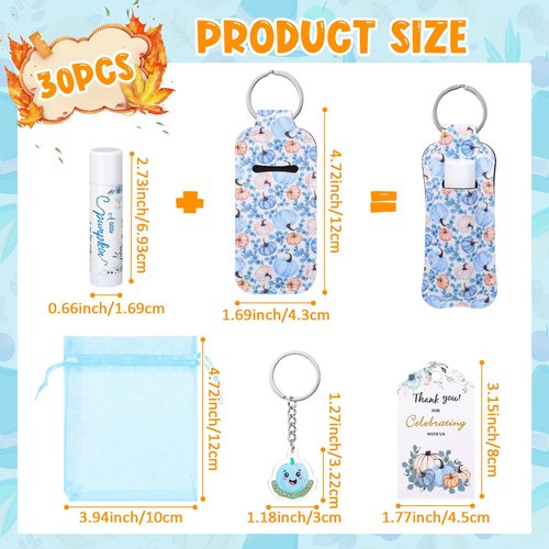 Swiffen 30 Sets Fall Pumpkin Baby Shower Favors Lip Balms Bulk Games Prizes Party Gifts for Winners Adults Guests Gender Reveal Favors Baby Shower Birthday Party Supplies Souvenirs Gift(Blue)