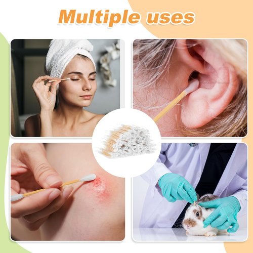 Demissle 240 Pack Cotton Swabs Travel Size, 10 Pcs Per Pack Individually Wrapped Cotton Swab Double Tipped Wooden Sticks for Ear Make up Hotel Toiletries Essentials Supplies