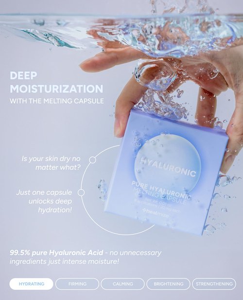 Healmize Pure Hyaluronic Melting Snowball Capsule (30ea) – 99.5% Pure Hyaluronic Acid – One Capsule Delivers 1.6 Bottles Worth of Serum Hydration – For Sensitive Skin, Freeze-Dried Format