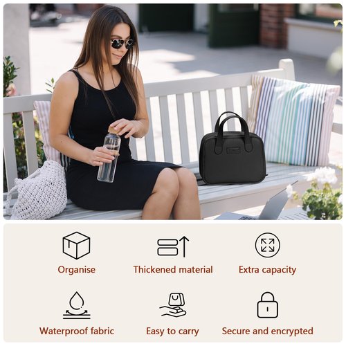 JOURMON Makeup Bag Protable Quilted Makeup Bag Travel Essentials Pouch Cosmetic Bag for Women, Black