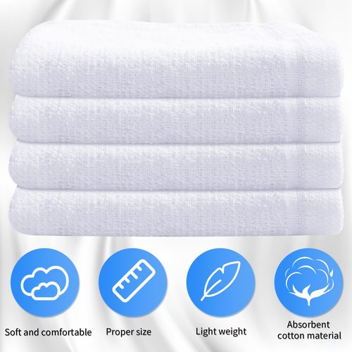 Patelai 60 Pcs White Washcloths Set Face Cloth Absorbent Soft Cotton Face Towel Multipurpose Machine Washable Towels Travel Supply Gym Needs for Bathroom Kitchen Hotel Spa and Gym, 10 x 10 Inch