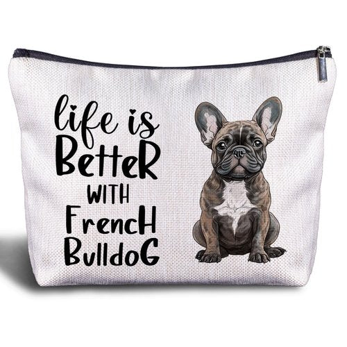 Zomhix French Bulldog Makeup Bag - Cosmetic Bags, Zippered Bag for Women, Frenchie Gifts