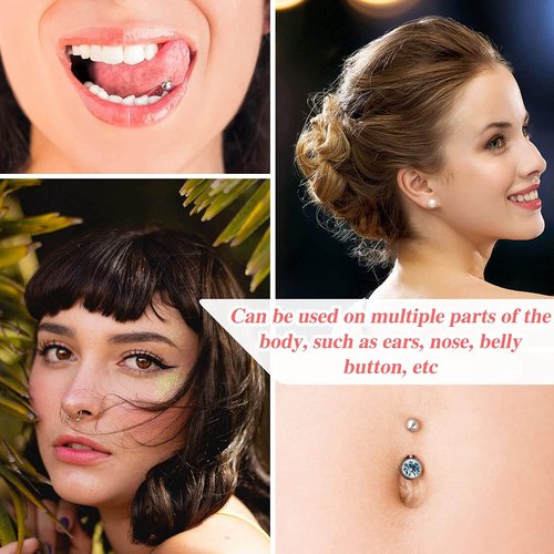 Longbeauty 550pcs Ear Piercing Gun Kit Stainless Steel Body Piercing Tools Studs Earrings Nose Lip Navel Piercing Machine for Home Salon Piercing Needles (Pink-550pcs)