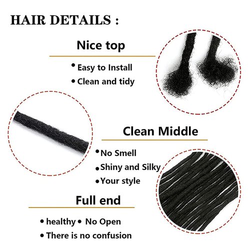 12 Inch 0.8cm Thickness Dreadlock Extensions Human Hair 30Strands 100% human hair Full handmade Loc Extensions Human Hair Can Be Curled and Bleached Dreads Extension for Men Women （ #1B）