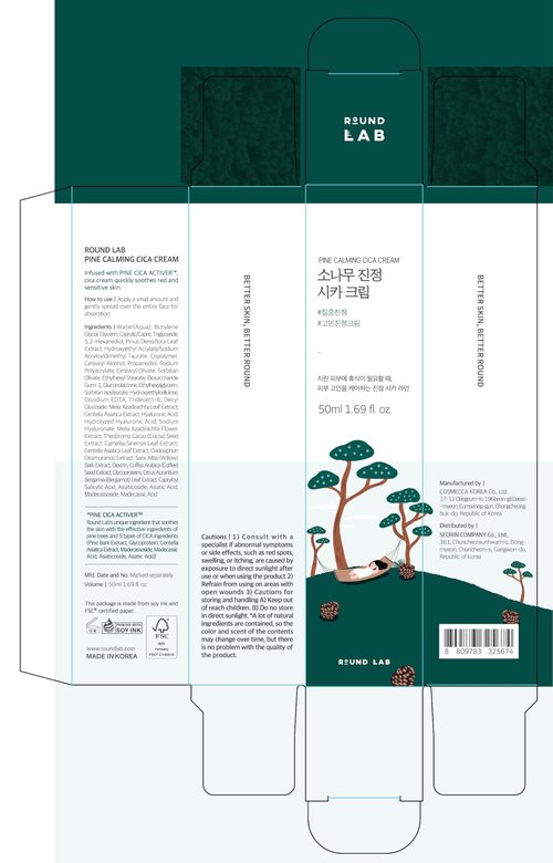 ROUND LAB Pine Calming Cica Cream 1.69 Fl Oz, Low-Acidic Soothing Moisturizer with Pine Cica, BHA + LHA, and Hyaluronic Acid for Skin Barrier Support, Sebum Control, and Hydration, Korean Skincare
