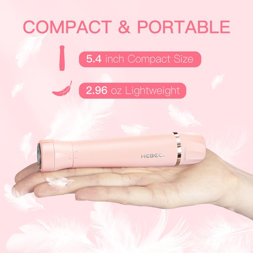 HEBECA Nose Hair Trimmer for Women, 3in1 Electric Eyebrow Trimmer Waterproof Facial Hair Removal Rechargeable Hair Shaver Razor for Nose Ear Eyebrow Peach-Fuzz Lips Chin FT3001 Pink (Pink)