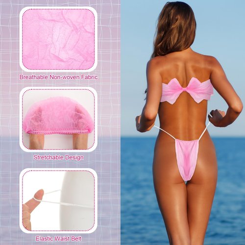 Chicingyou 96 Pcs Spray Tanning Supplies Included Spray Tan Feet Pads Hair Nets Disposable Bra Underwear Caps Kit for Sunless Tan Self Tanning at Home or Salon Accessories (Pink)