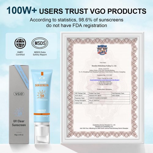 VGO Mineral Sunscreen for Face, Reef Safe Sunscreen, Oil-Free Face Moisturizer with SPF 50, Broad-Spectrum UVA/UVB Protection, Lightweight, Non-Comedogenic, Travel Size (2 pack)