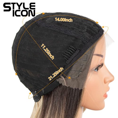 Style Icon 28" Lace Front Wigs Middle Part Lace Wig Long Straight Wig Synthetic Ombre BlondeWig(UPG Lace Wig, SOP22613)