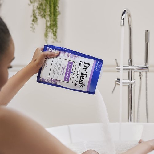 Dr Teal's Pure Epsom Magnesium Salt Soak, Soothe & Sleep with Lavender, 3 lb (Pack of 4)