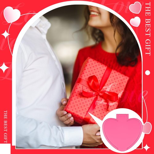 Geetery 48 Pcs Valentine Compact Mirror Bulk Gifts Heart Shaped Mini Pocket Small Folding Makeup Portable Travel Heart Purse Hand Mirror for Women Gift(Red,Rose Red,Purple)