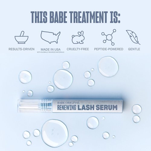 BABE ORIGINAL Renewing Lash Serum – Peptide-Infused Eyelash Serum for Fuller, Longer-Looking Natural Lashes, Lash Enhancing Treatment with Nourishing Botanicals, Cruelty-Free Gentle Formula