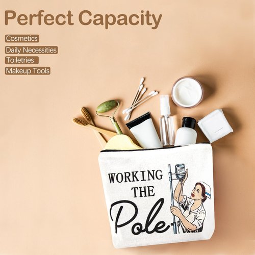 ANEETAFAN ER Nurse Gift,Nurse Gifts for Women Funny Makeup Bags,Working The Pole,Gifts for Nurses Pencil Makeup Pouch Bag with Zipper, Nurse Graduation Gift,Nurses Day Gift,RN Nursing Bag for Work