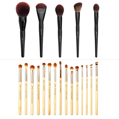 Jessup Eyeshadow Brushes Set Bamboo 15pcs T137 with 5pcs Makeup Artist Large Face Makeup Brushes Set T273