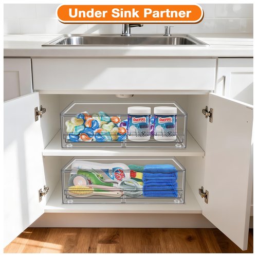 Clear Stackable Storage Drawers,2 Pack Plastic Organizers Bins for Makeup Organizer,Bathroom Makeup Organizer for Palettes,Cosmetic, and Beauty Supplies,Ideal for Vanity, Cabinet,Desk Organization