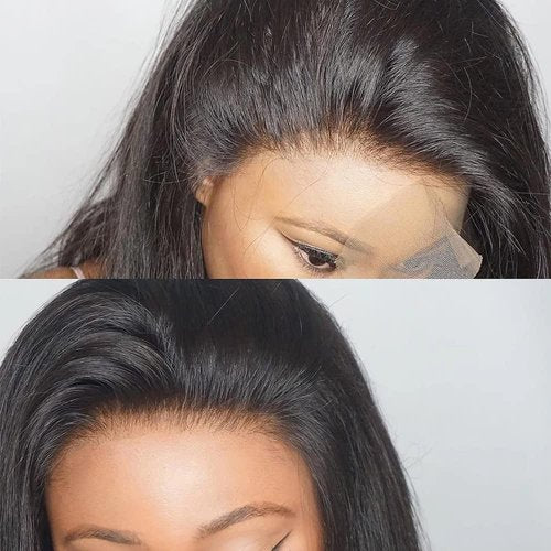 13x4 Ear To Ear Straight Lace Frontal Closure Transparent HD Human Hair With Baby Hair Knots 100% Virgin Remy Human Lace Frontal Closures 150% Density Natural Color (14 Inch,Straight frontal)
