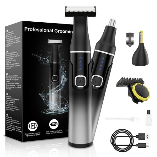Nose Hair Trimmer for Men, 2025 Professiona Painless USB Rechargeable Eyebrow Trimmer, Waterproof Ear and Nose Hair Trimmer for Men Women, Facial Hair Remover with Adjustable Comb, Dual Edge Blades