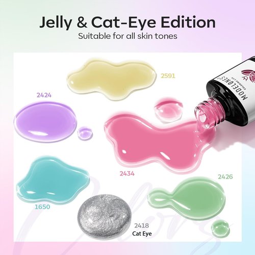 modelones Chameleon Gel Nail Polish Set- 6 Colors+ 6 Colors Silver Cat Eye & Jelly Gel Polish