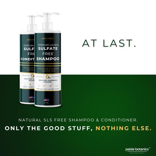Sodium Lauryl Sulfate Free Shampoo and Conditioner Set For Color Treated Hair ALL NATURAL Women & Men Shampoo and Conditioner SLS Paraben and Sulfate Free for Daily Routine