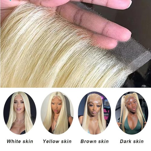 613 Blonde 5x5 Lace Closure, 12A Grade Human Hair 613 Closure Pre Plucked With Baby Hair Blonde Color Brazilian Virgin Straight Hair Invisible Lace Frontal Closure Free Part 14 Inch