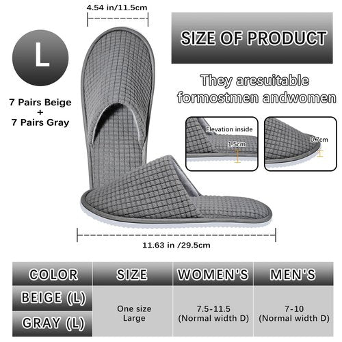 SENJUNSAFE 14 Pairs guest slippers disposable for guests Washable Reusable Which Can Be Used As Women Men House Indoor Bathroom Bedroom hotel (US Men Size 10Women 11)