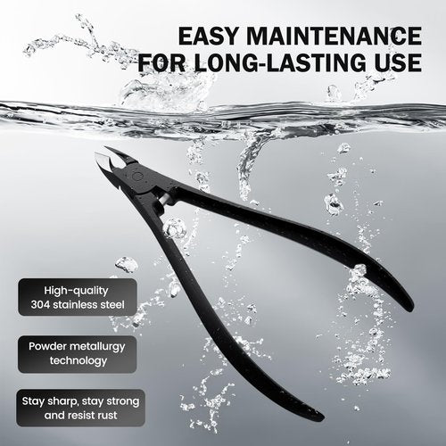 BEZOX Cuticle Cutters for Nails - Precision Half Jaw Cuticle Clippers, Stainless Steel Cuticle Trimmer for Manicure and Pedicure, Professional Cuticle Remover Tool - Black
