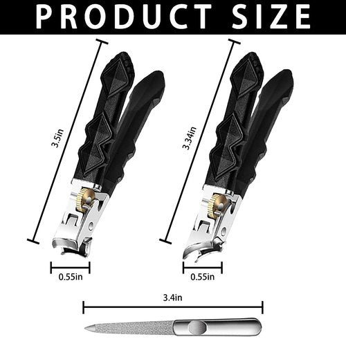 Goredny Orthoclip 2025 Upgraded Stainless Steel Nail Clippers，180° Wide-Mouth Bite, Splash-Proof Design，Double Configuration (Oblique & Flat Mouth)