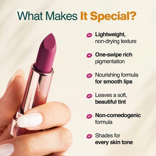 NOURISH MANTRA Creamy Matte Lipstick - Rani Kiss | Non-drying, Highly Pigmented Lipstick | Matte Finish | Enriched with Castor Oil & Vitamin E | 4 g
