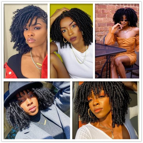 WIGNEE Crochet Hair 120 Strands Faux Locs 8 Inches Soft Locs Pre-Twisted Locs 6 Packs Pre-Looped Crochet Hair for Black Women(8 Inch,1B)