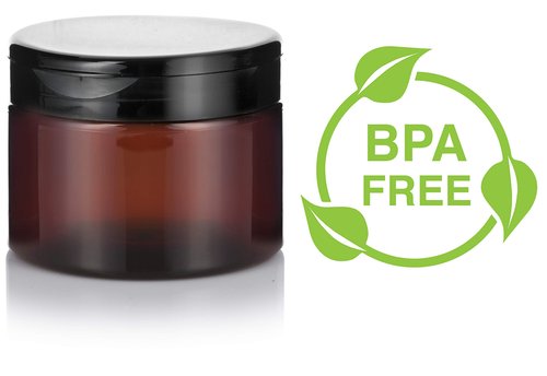 (12 Pack) 12 oz Amber PET Plastic Jar with Black Flip Top