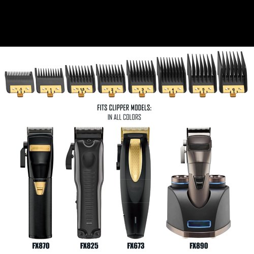 8PCS Premium Clipper Guards with Metal Clip compatible with BaBylissPRO Barberology Comb Set,Cutting Lengths 1/16”-3/4 ”, for Babyliss Clipper Guards for FX870 FX890 FX825 FX673 Clippers