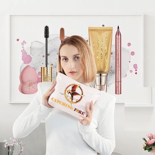LEVLO Hunger Movie Cosmetic Makeup Bag Hunger Movie Inspired Gift Fire Makeup Zipper Pouch Bag (Fire Bag)