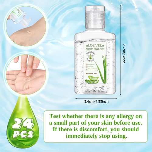 Dansib 24 Pcs Mini 1oz Soothing Moisture Gel Travel Size Moisturizing Face Skin Gel Bulk for Thank You Gifts Summer Beach Wedding Party Supplies(Aloe Vera)