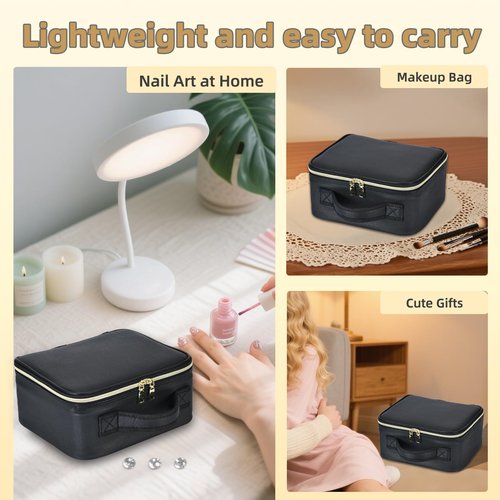 Junyaoxuan Nail Polish Storage Organizer,Portable Nail Polish Travel Storage Bag Hold Variety of Bottles,DIY Partition Design,with Manicure Tools Storage Sections（Bag Only）