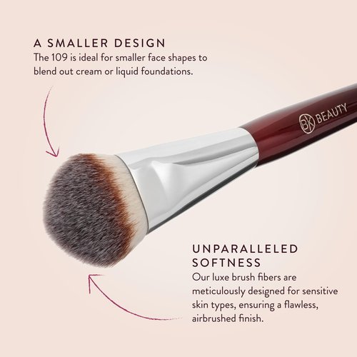 BK BEAUTY BRUSHES - 109 MINI CONTOURED FOUNDATION - Face Brush for Liquid or Cream Foundations - Bronzer, Blush & Highlighter Makeup Brush