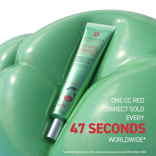 Erborian CC Red Correct - Skincare-First Green Color Corrector with Centella Asiatica, Illuminating Color Corrector with Redness Coverage & SPF 25 - Cica, Korean Skincare, 1.5 Oz