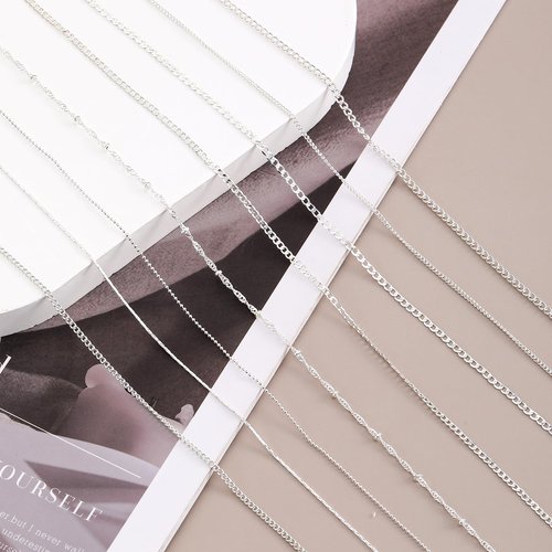8 Strips Metal Chain Nail Art Charms - Silver Jewelry Chains 3D Decorations Supplies - Punk Studs Accessories for DIY Making Manicure Jewelry (Silver)