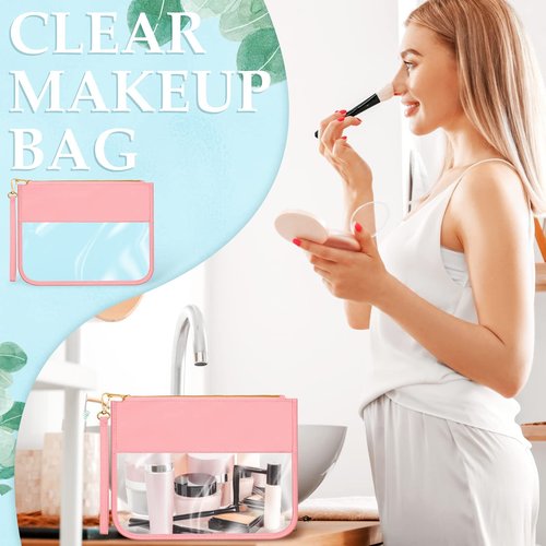 Sweetude 10 Pcs Nylon Makeup Bag Chenille Letter Clear Zipper Pouch Waterproof Toiletry Cosmetic Bag Transparent Pouches for Women Girls(Multicolor)
