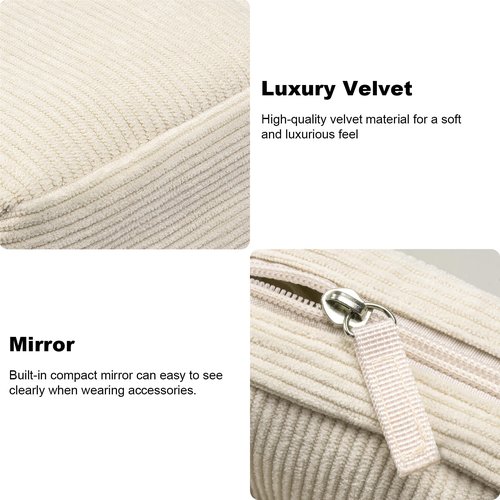 KOTORA 2 Pcs Corduroy Makeup Bag for Purse,Preppy Makeup Bags Travel Accessories,Small Makeup Bag with Zipper Makeup Bag Organizer Preppy Stuff,Coin Purse Essetnals Gifts for Women