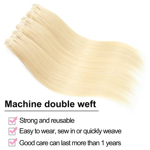613 Bundles Human Hair 16 Inch12A Grade 100% Unprocessed Brazilian Virgin Blonde 613 Human Hair Extensions For Women 100g Blonde Bundles Human Hair