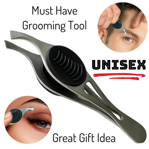 2 ALAZCO Professional Comfort Hold Soft Grip Non-Slip Stainless Steel Slanted Tip Eyebrow Tweezers Facial Hair Removal Ingrown Brows Slant Tweezer Women Men